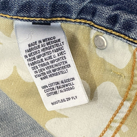 Lucky Brand Jeans Mens 36 x 30 Blue Bootleg Zip Fly Distressed - Picture 7 of 10